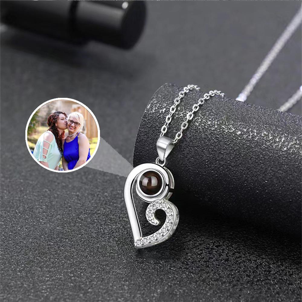 Custom Photo Projection Necklace, Personalized Black White Magnet Love Necklace