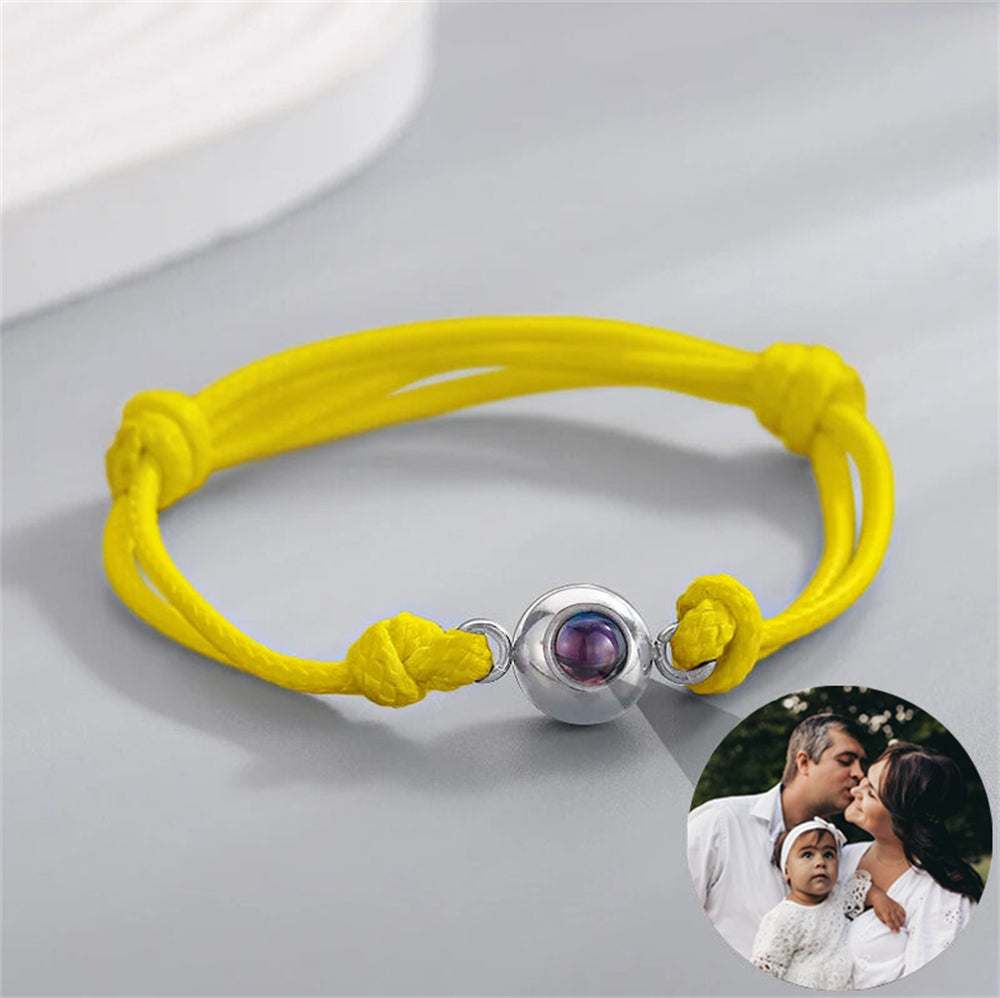 Custom Picture Projection Bracelet, Bracelet With Yellow Cord