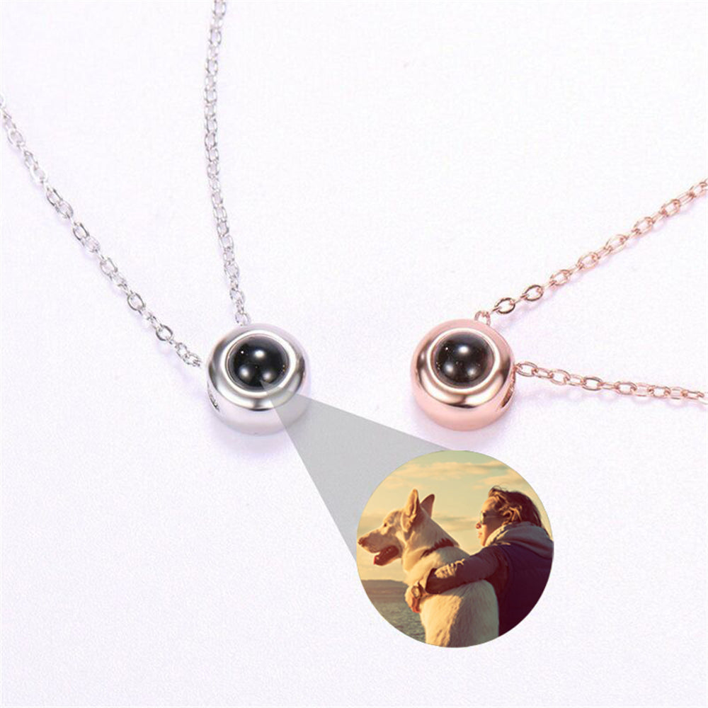 Personalized Photo Projection Necklace, I Love You Circle Shape Necklace