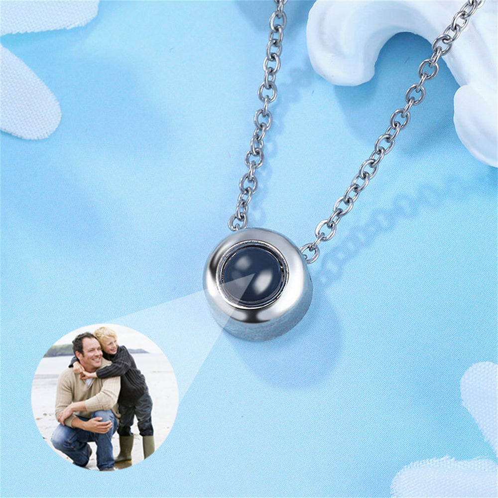 Personalized Photo Projection Necklace, I Love You Circle Shape Necklace