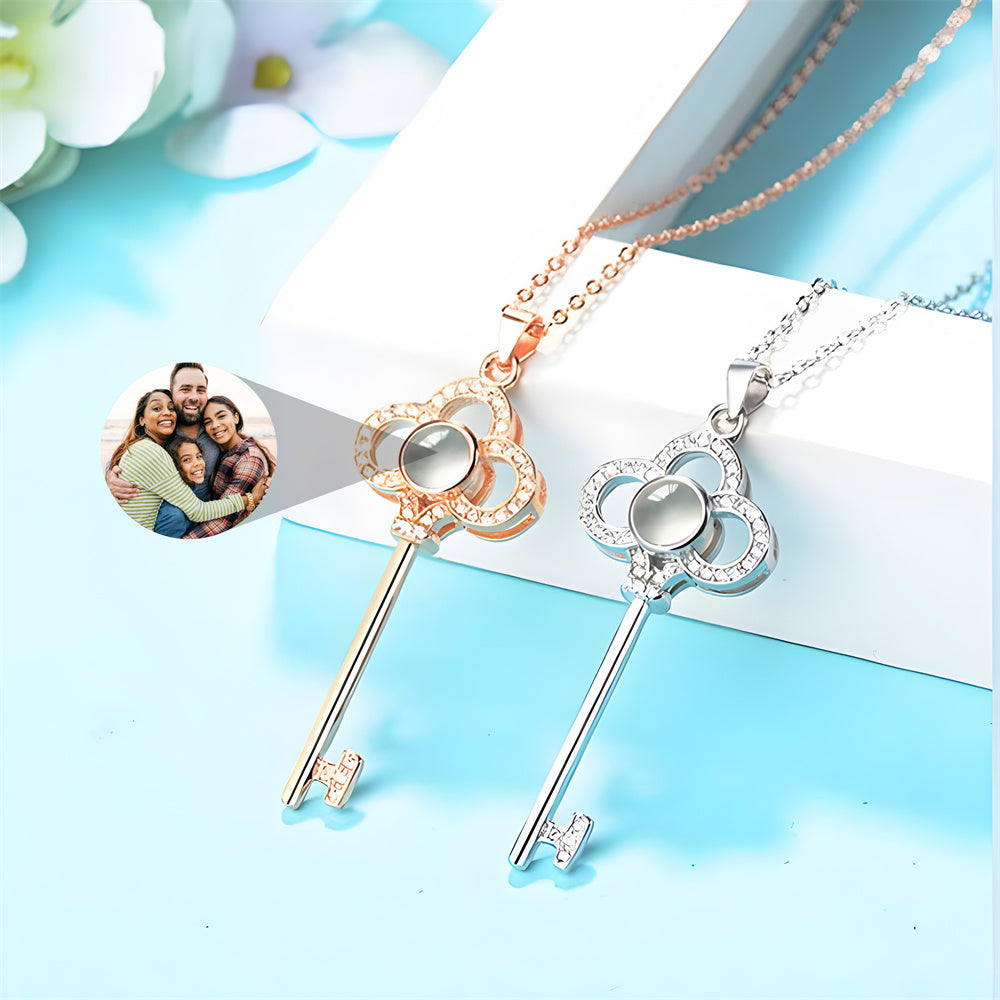 Personalized Photo Projection Necklace, Key Necklace