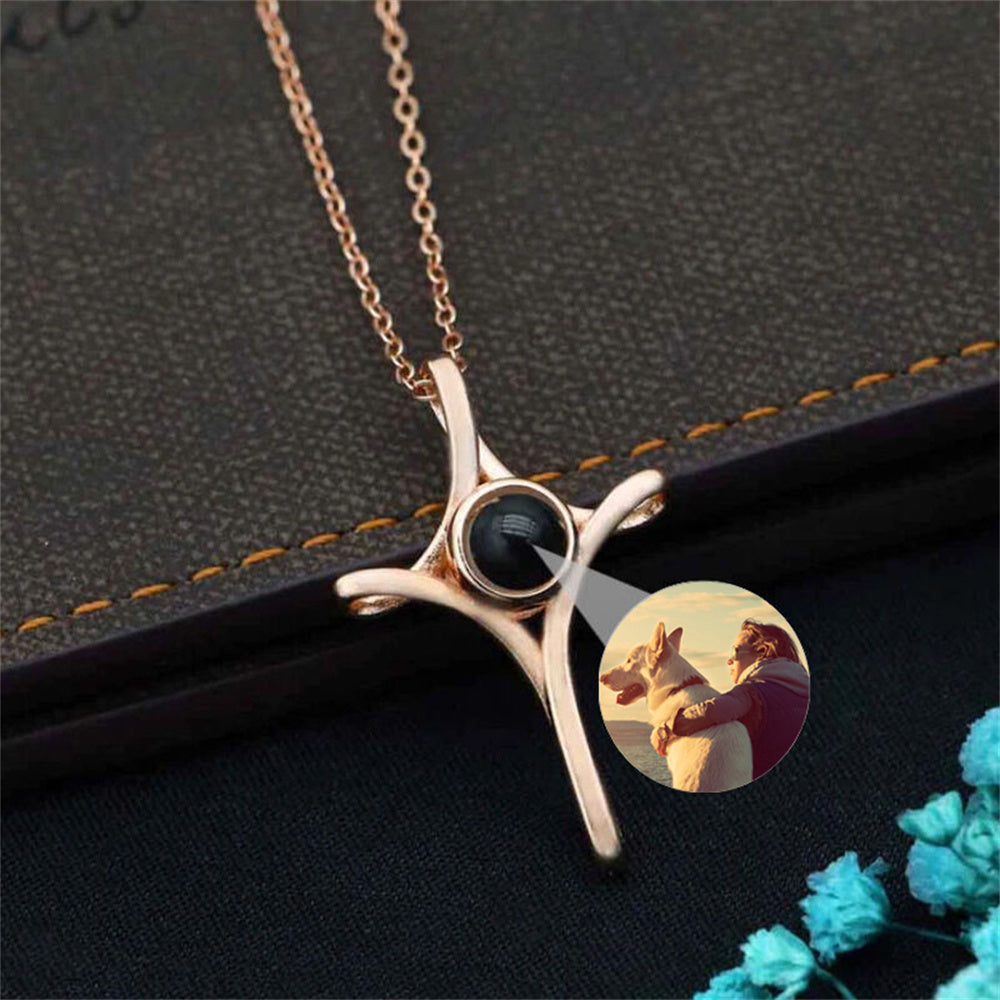 Personalized Mobius Cross Memorial Picture Projection Necklace