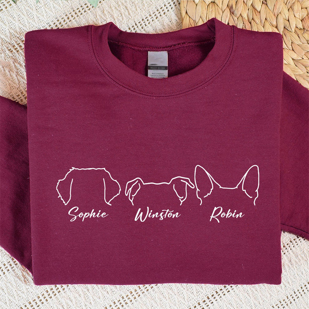 Personalized Dog Ears Sweatshirt with Name, Custom Dog Mom Sweatshirt, Dog Dad Gift, Gift for Dog Lovers