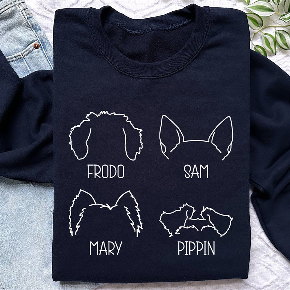 Personalized Dog Ears Sweatshirt with Name, Custom Dog Mom Sweatshirt, Dog Dad Gift, Gift for Dog Lovers