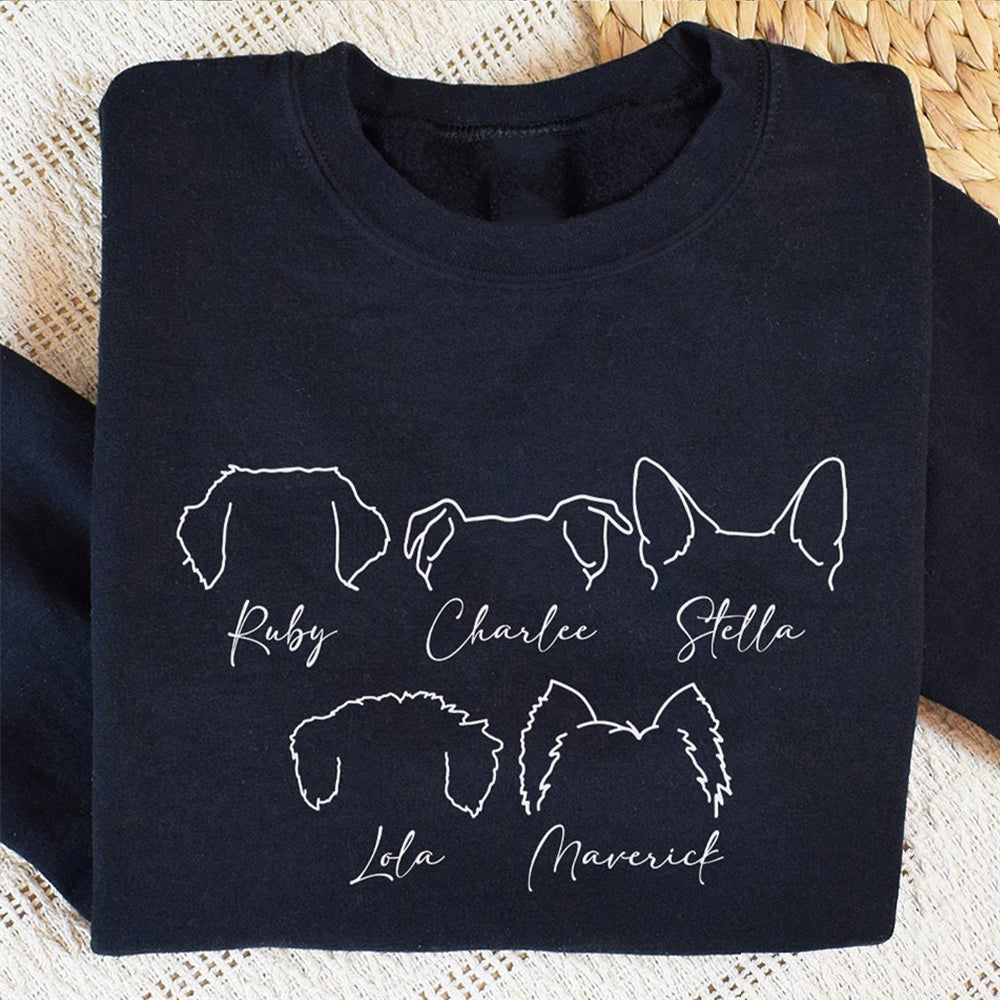 Personalized Dog Ears Sweatshirt with Name, Custom Dog Mom Sweatshirt, Dog Dad Gift, Gift for Dog Lovers