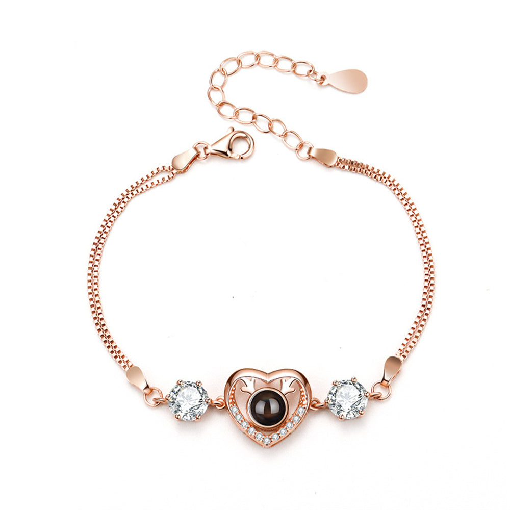 Personalized Deer Photo Projection Bracelet With Diamond