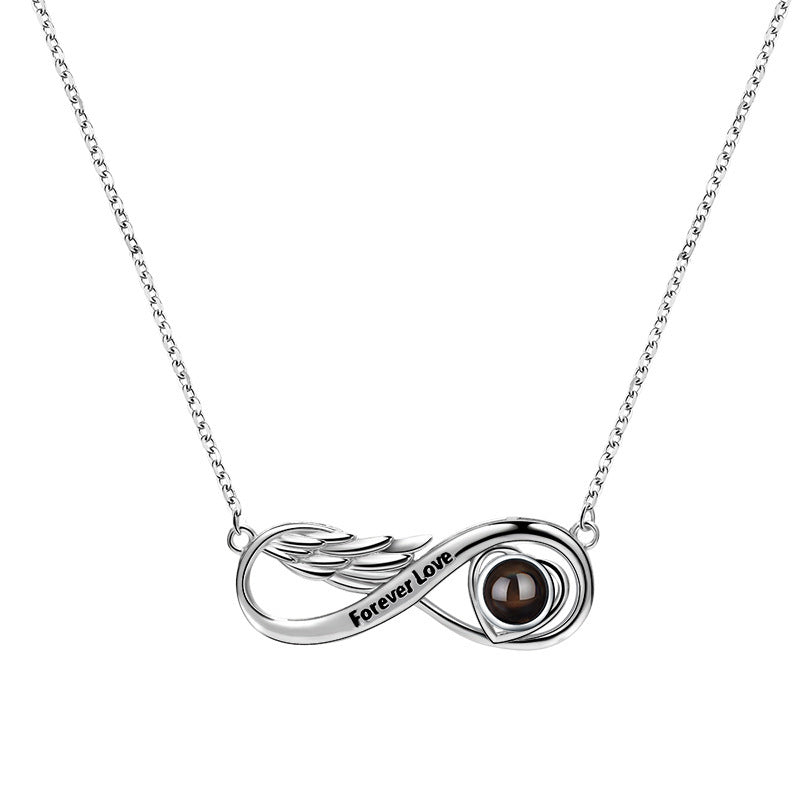 Custom Angel Wings Infinity Projection Necklace