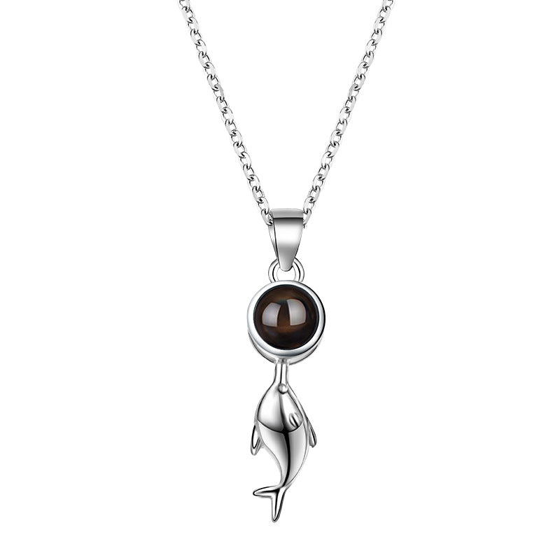 Personalized Dolphin Photo Projection Necklace