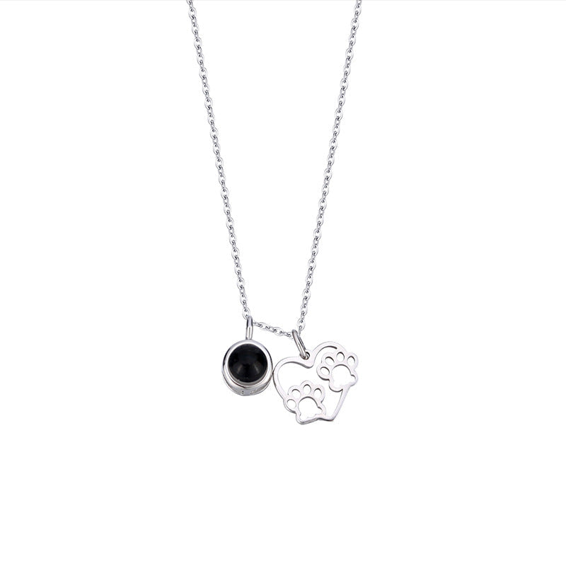 Personalized Photo Projection Necklace With Dog Paw