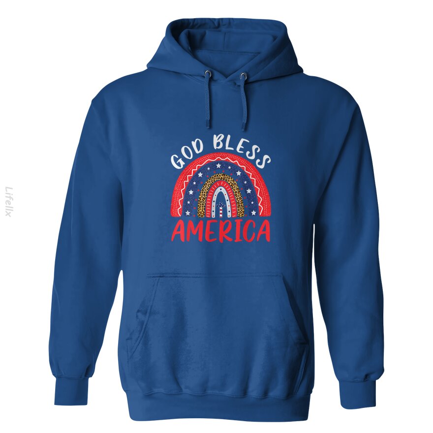 God Bless America 4th OF July Leopard USA Flag Christian Hoodies By @Silviaro