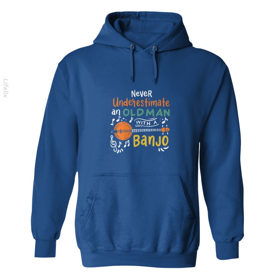 Banjo Player Musician Old Man Grandpa Music Hoodies By @Breez