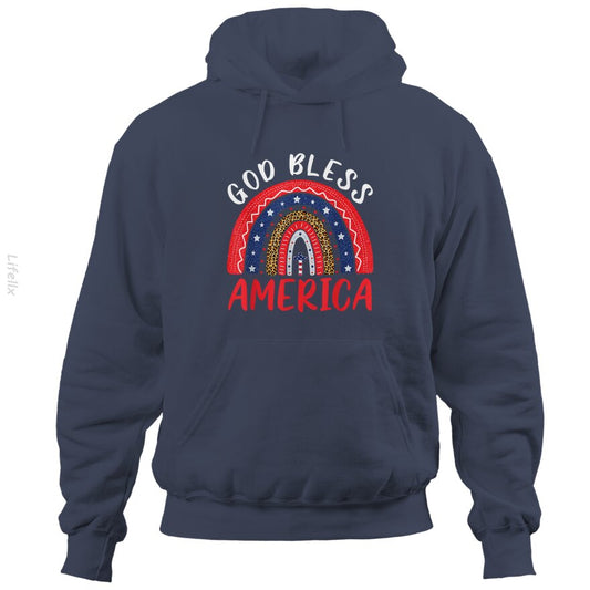 God Bless America 4th OF July Leopard USA Flag Christian Hoodies By @Silviaro