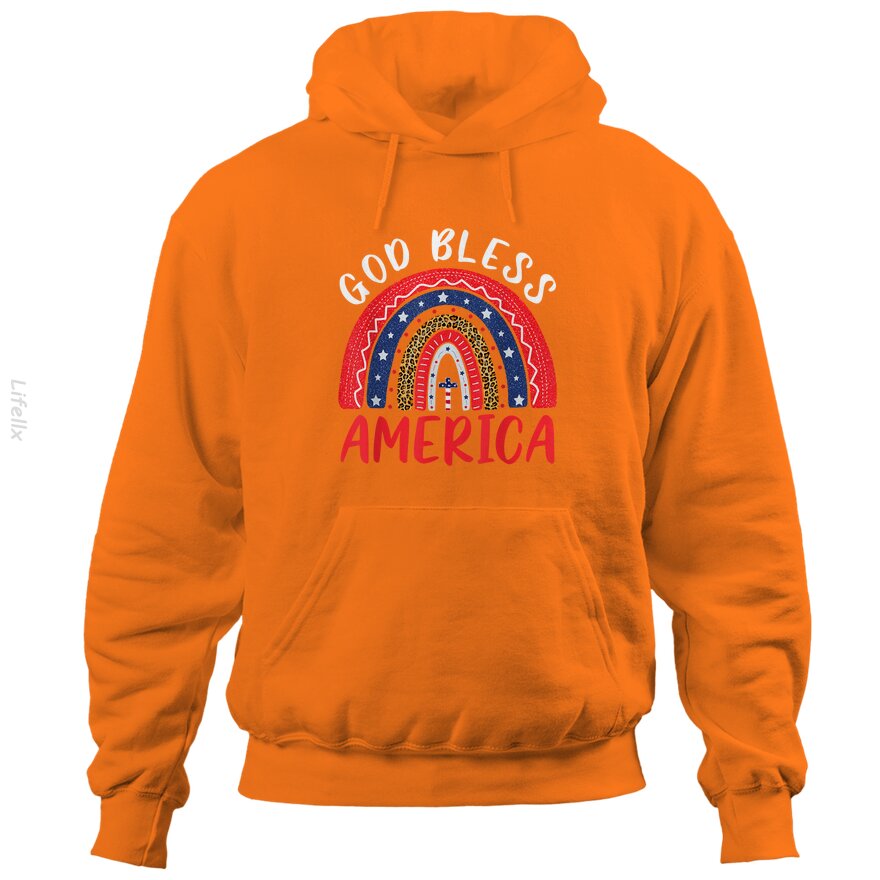 God Bless America 4th OF July Leopard USA Flag Christian Hoodies By @Silviaro