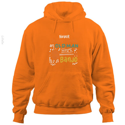 Banjo Player Musician Old Man Grandpa Music Hoodies By @Breez