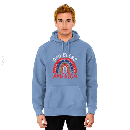 Gott Segne Amerika 4. Juli Leopard USA Flagge Christlich Kapuzenpullover von @Silviaro