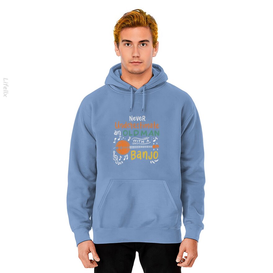 Banjo Player Musician Old Man Grandpa Music Hoodies By @Breez