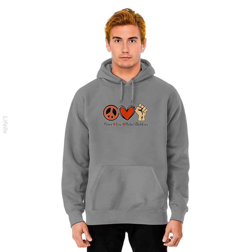 Schütze Unsere Kinder, Beende Waffen Gewalt, Oranges Friedenszeichen Kapuzenpullover von @Breez