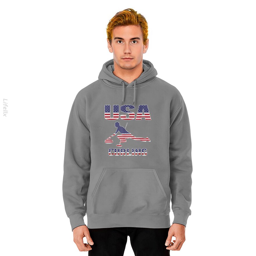 USA Team Curling Rock Winter Sport Geschenk Kapuzenpullover von @Breez