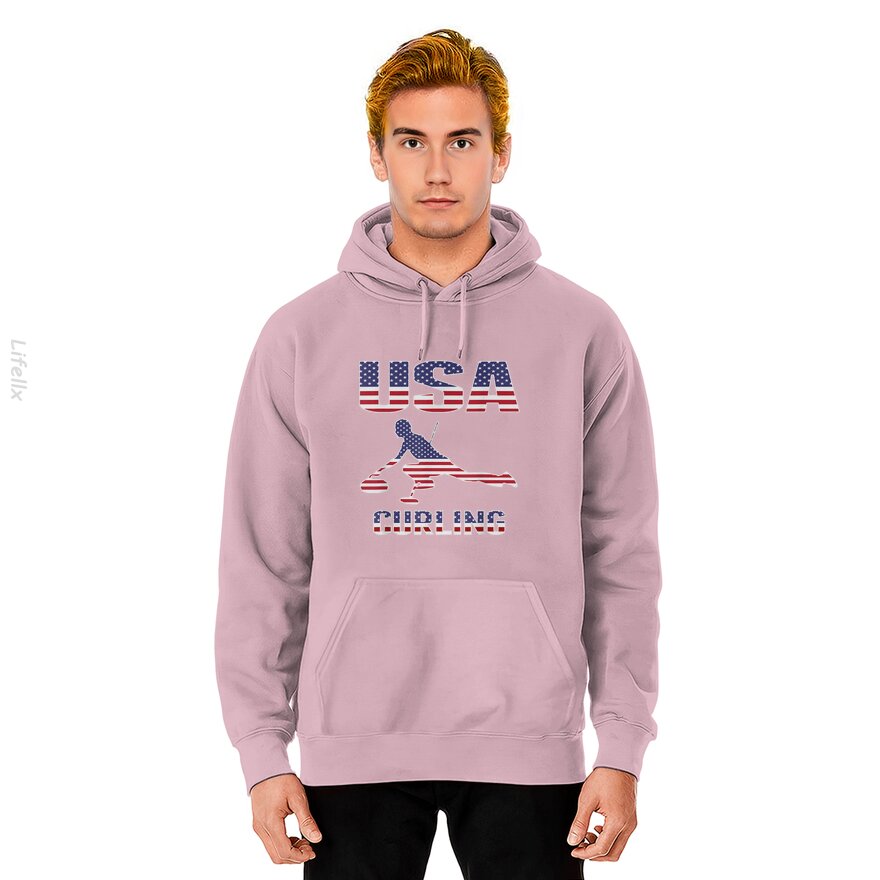 USA Team Curling Rock Winter Sport Gift Hoodies By @Breez