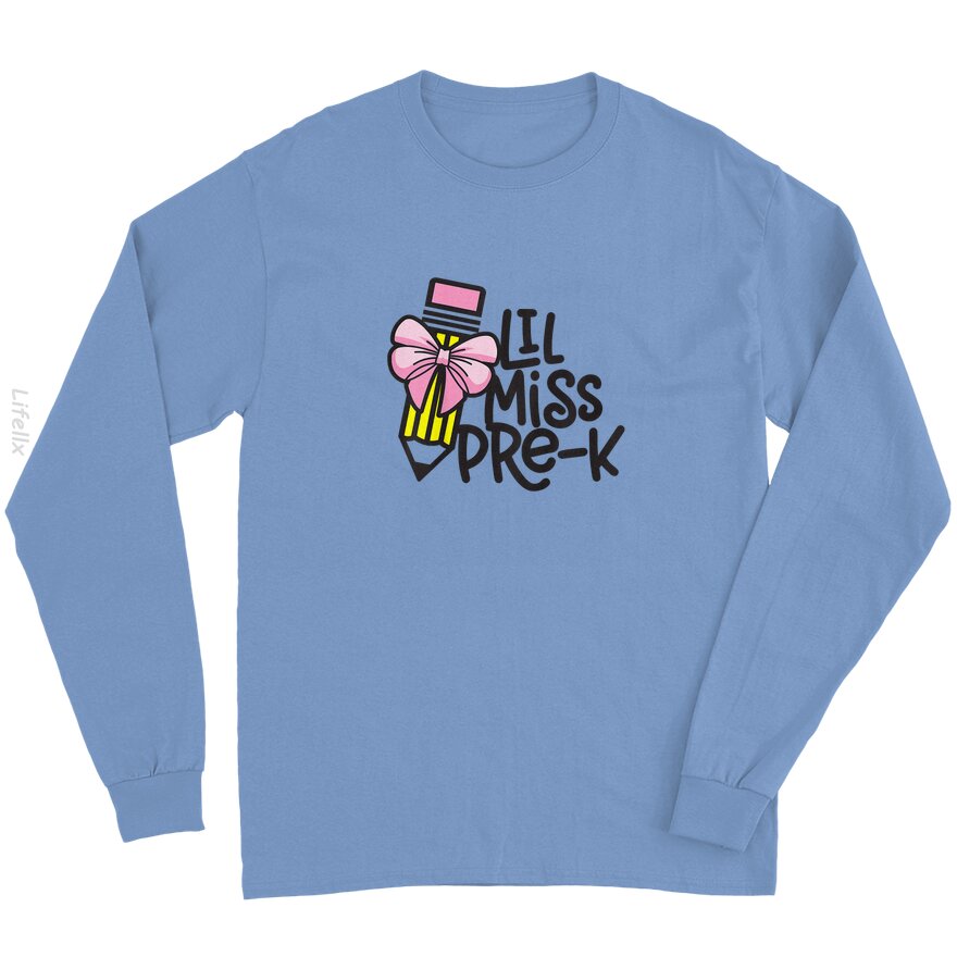 Kids Little Miss Pre-K Back to School Pre Kindergarten Long Sleeves By @Breez