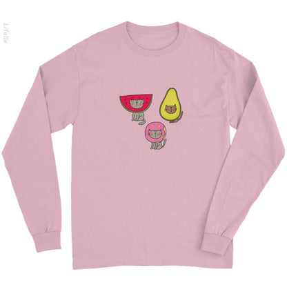 Cat Watermelon Avocado Doughnut Cat Long Sleeves By @Silviaro