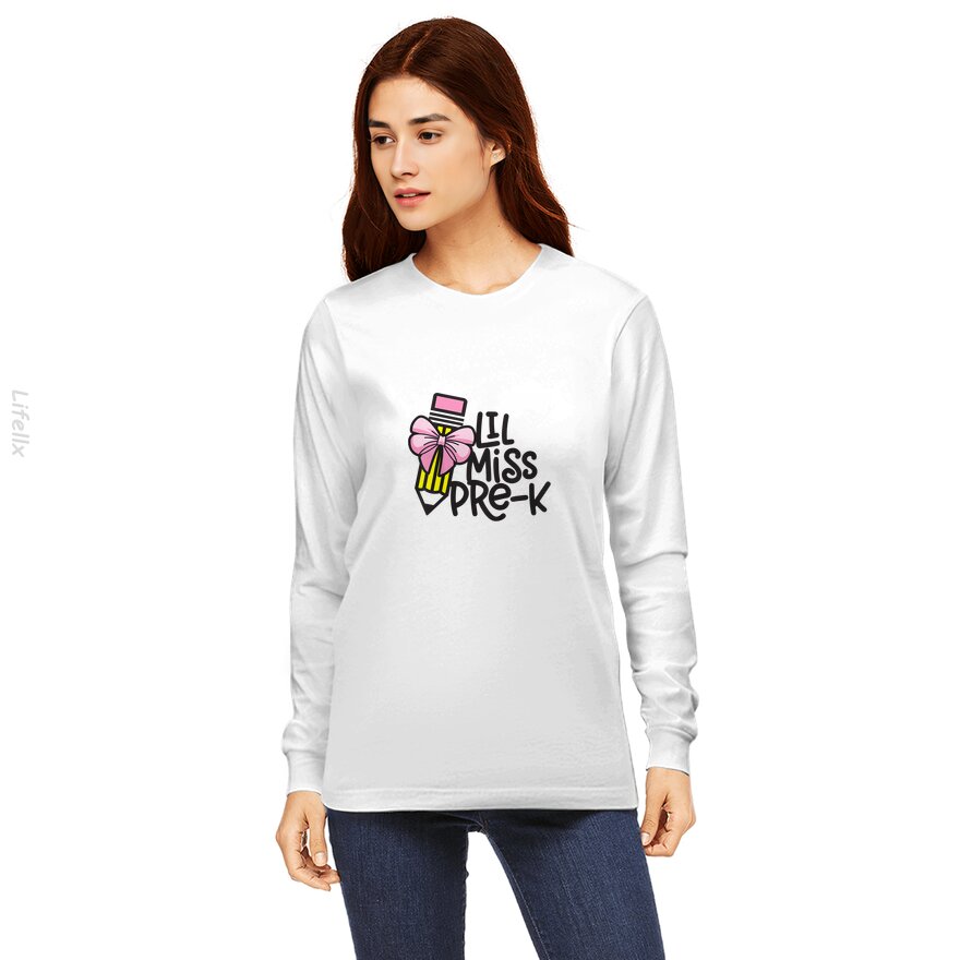 Kids Little Miss Pre-K Back to School Pre Kindergarten Long Sleeves By @Breez