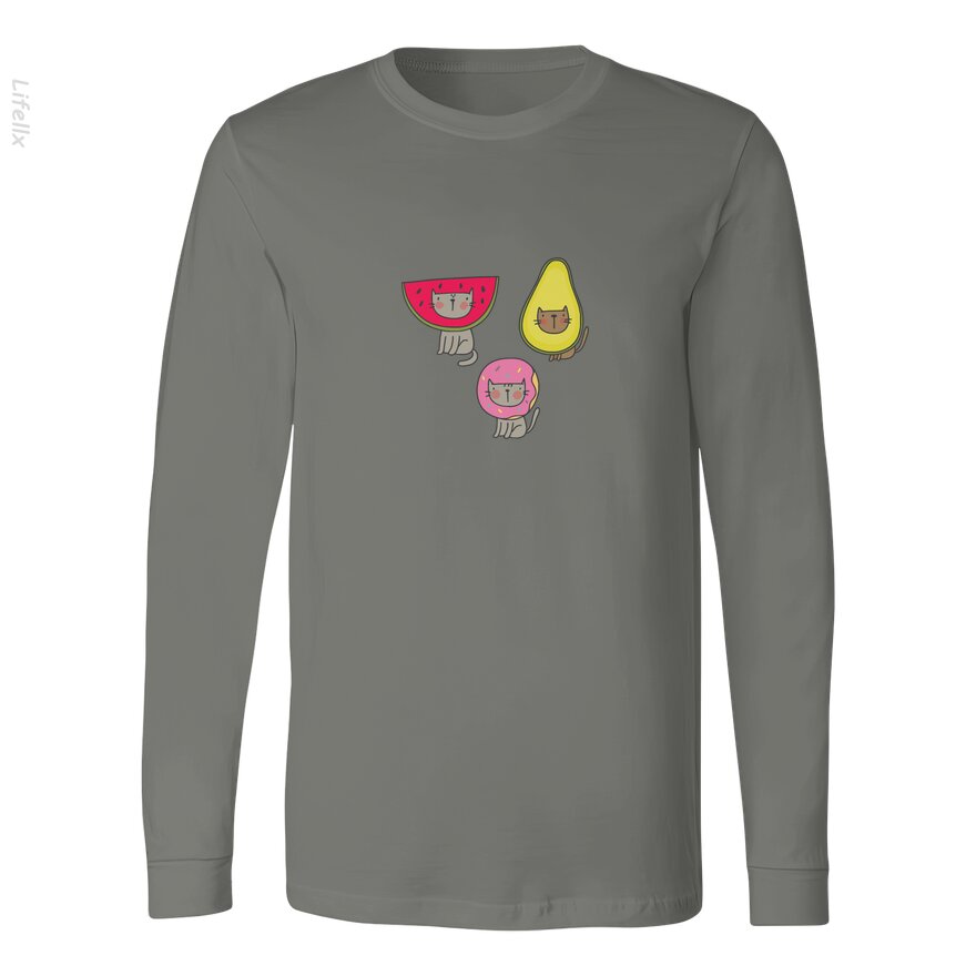 Cat Watermelon Avocado Doughnut Cat Long Sleeves By @Silviaro