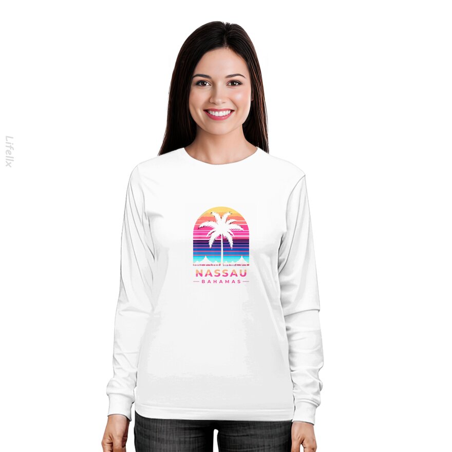 Nassau Bahamas palm trees Long Sleeves By @Silviaro