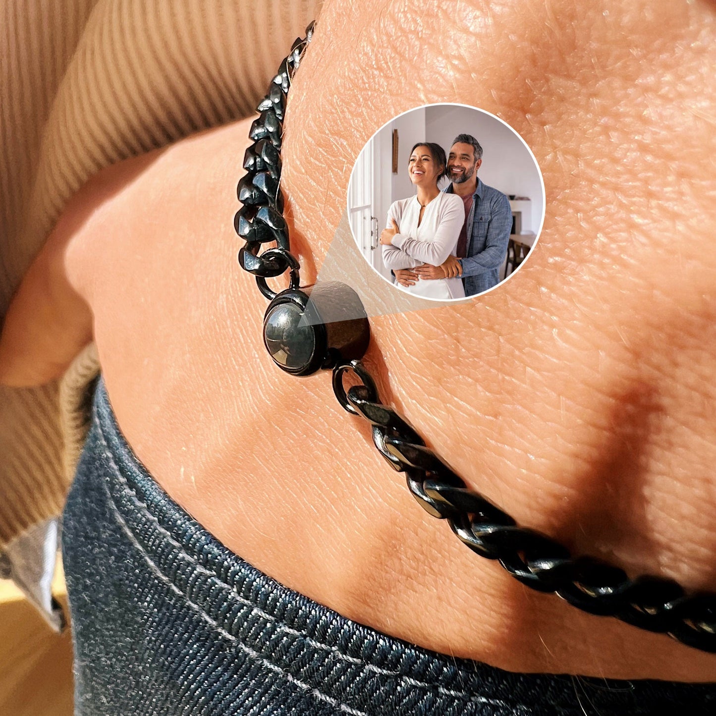 Personalisierte Foto Projektion Memorial Armband, benutzerdefinierte Paar Bild Armband für ihn