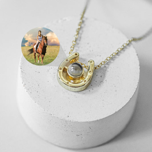 Aangepaste paardenfoto projectie ketting, gepersonaliseerde Memorial Picture ketting