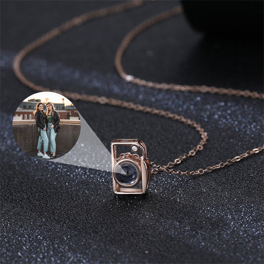 Custom Camera Projection Necklace, Personalized Memorial Photo Pendant Necklace