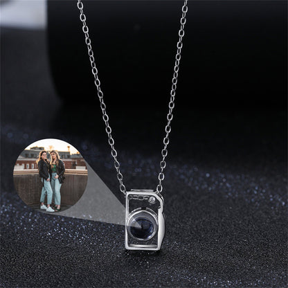 Aangepaste camera projectie ketting, gepersonaliseerde Memorial foto hanger ketting