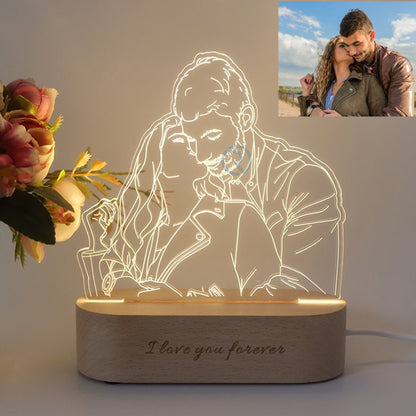 Lámpara personalizada 3D con foto, Lámpara personalizada con foto grabada, Luz nocturna con foto