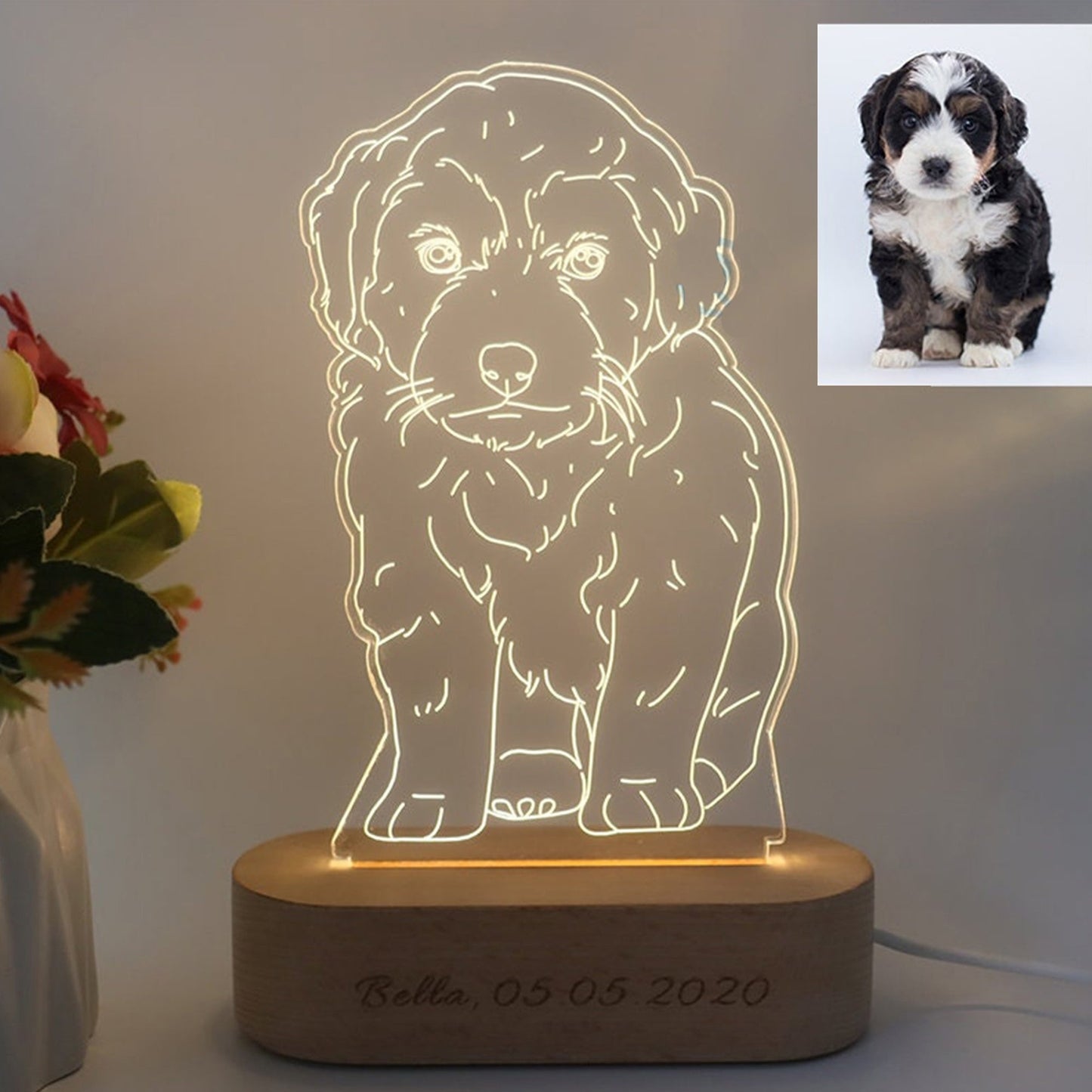 Lámpara personalizada 3D con foto, Lámpara personalizada con foto grabada, Luz nocturna con foto