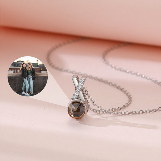 Customized Bubble Projection Necklace, Personalized Dainty Memorial Photo Necklace