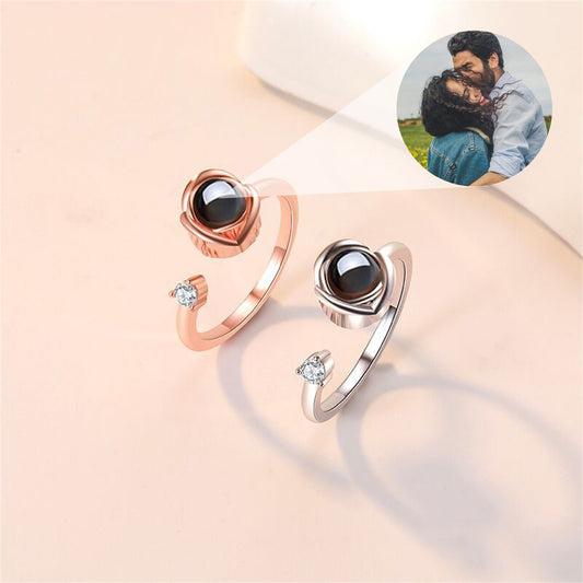 Personalized Photo Projection Ring, Custom Tulip Statement Ring