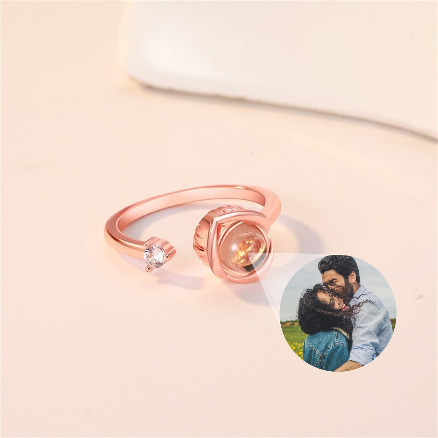 Anillo Personalizado Proyección de Foto, Anillo Personalizado Tulipán