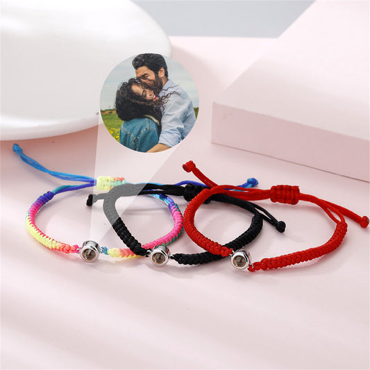 Pulsera de proyección de cuerda trenzada multicolor, pulsera personalizada con foto conmemorativa