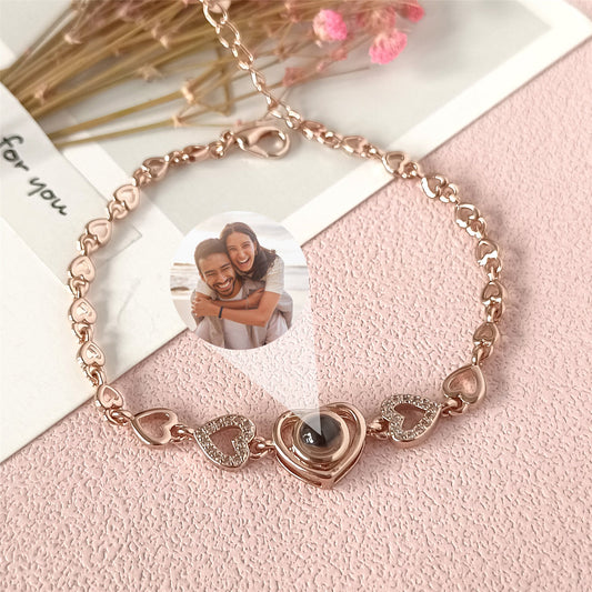 Personalized Photo Projection Bracelet, Custom Heart Projection Bracelet