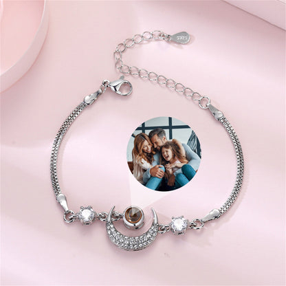 Personalisierte Mondstern Foto Projektion Armband, benutzerdefinierte Memorial Picture Schmuck