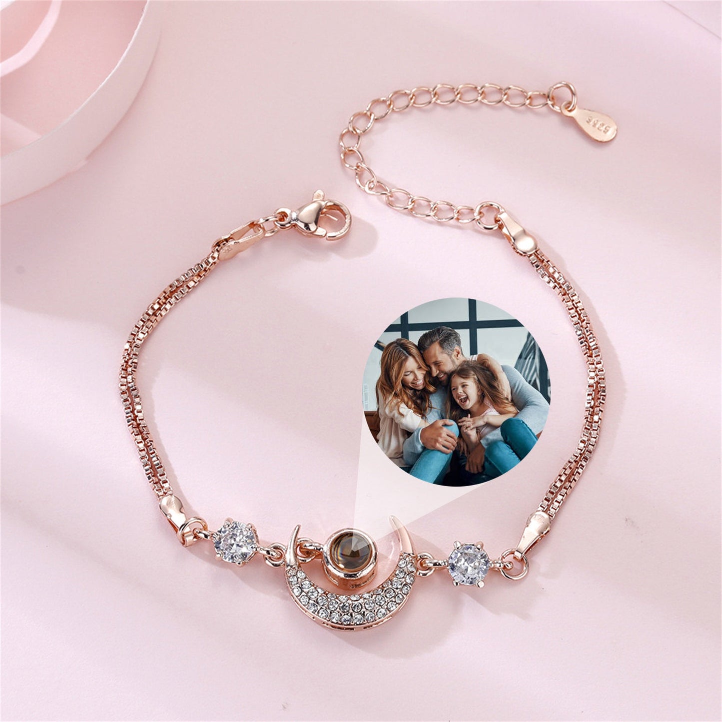 Personalisierte Mondstern Foto Projektion Armband, benutzerdefinierte Memorial Picture Schmuck