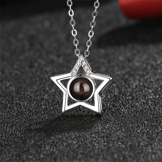 Personalized Star Photo Projection Necklace, Custom Picture Pendant Jewelry