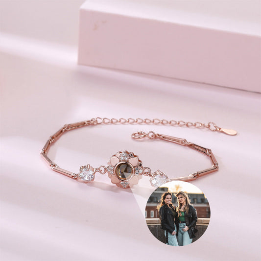 Heart Projection Bracelet, Custom Memorial Picture Jewelry, Personalized Photo Inside Bracelet