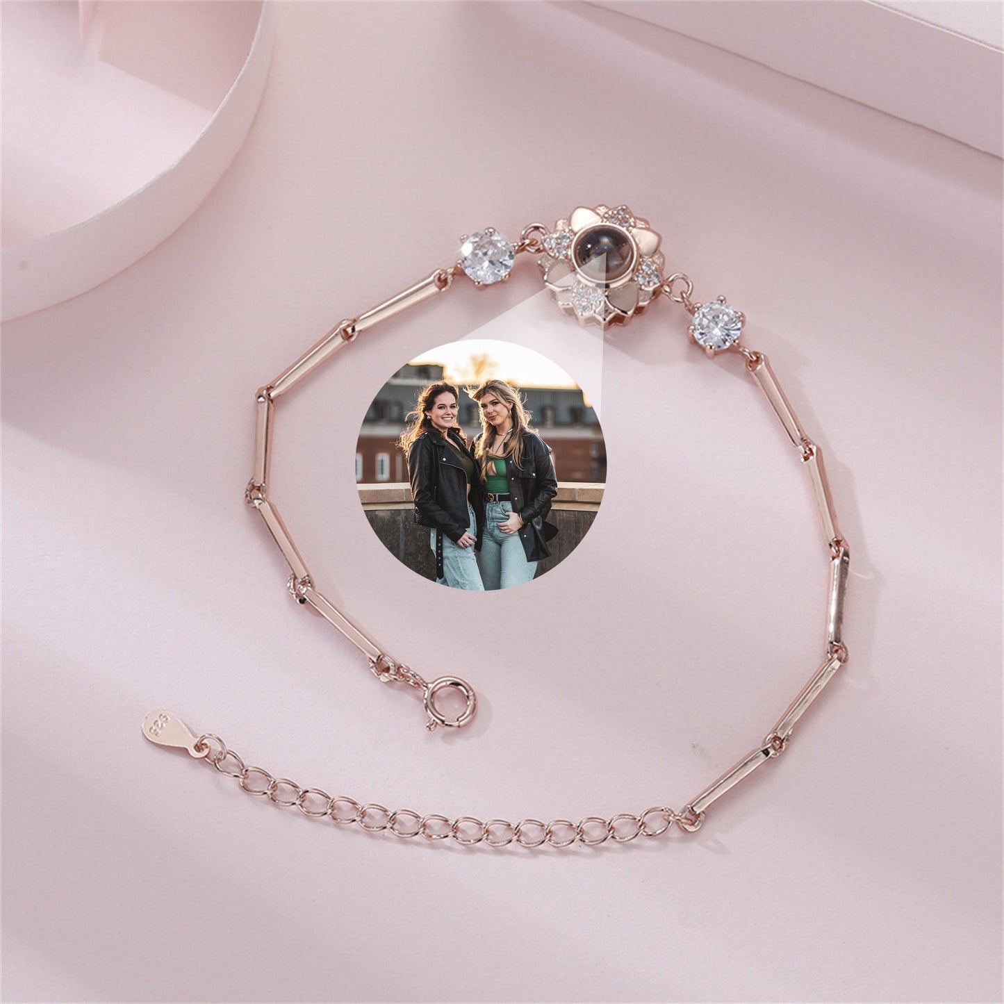 Bracciale con proiezione del cuore, gioielli con immagine commemorativa personalizzata, bracciale con foto interna personalizzata