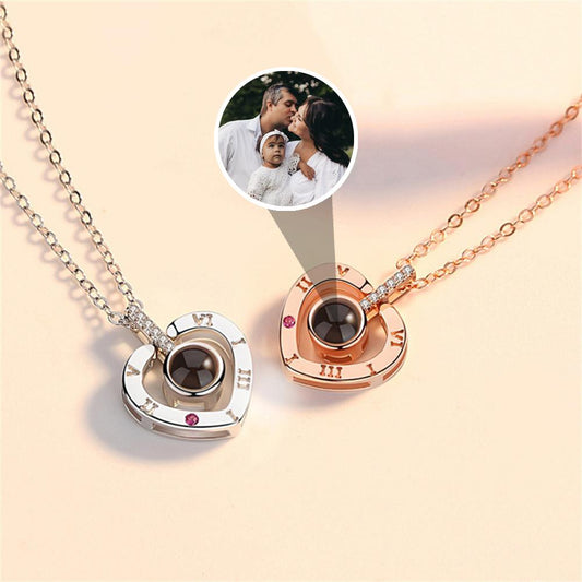 Personalized Picture Projection Necklace, Custom Memorial Photo Jewelry