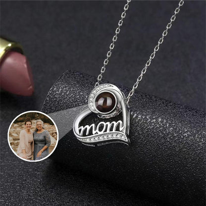 Personalized Picture Projection Necklace, Custom Memorial Photo Jewelry, Heart Necklace