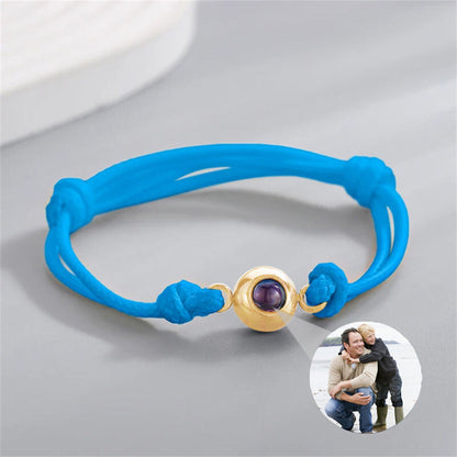 Personalisierte Foto Projektion Armband, handgeflochtene geflochtene blaue Schnur Armband