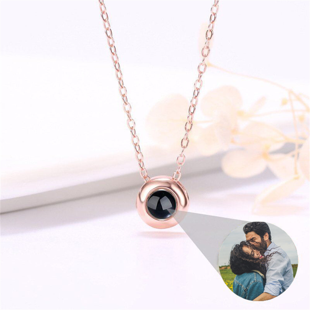 Collana con proiezione di foto personalizzata, collana a forma di cerchio I love you