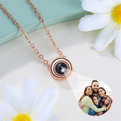 Collana con proiezione di foto personalizzata, collana a forma di cerchio I love you