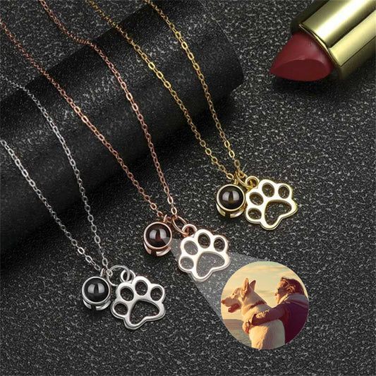 Gepersonaliseerde klauw fotoprojectie ketting, Dog Lover Gift